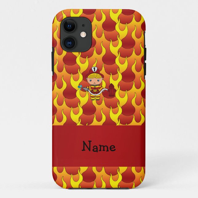 Personalised name fireman flames pattern Case-Mate iPhone case (Back)