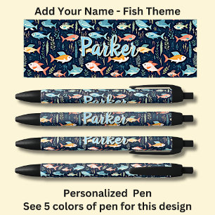 Personalised Name, Fish Fishing Fish Lover Black Ink Pen
