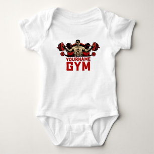 Personalised NAME Fitness Home GYM Weight Lifting Baby Bodysuit