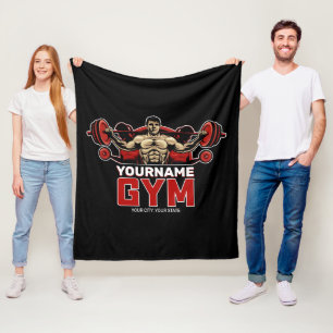 Personalised NAME Fitness Home GYM Weight Lifting  Fleece Blanket