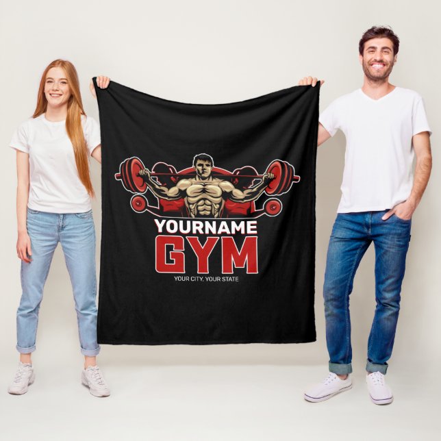 Personalised NAME Fitness Home GYM Weight Lifting  Fleece Blanket (In Situ)