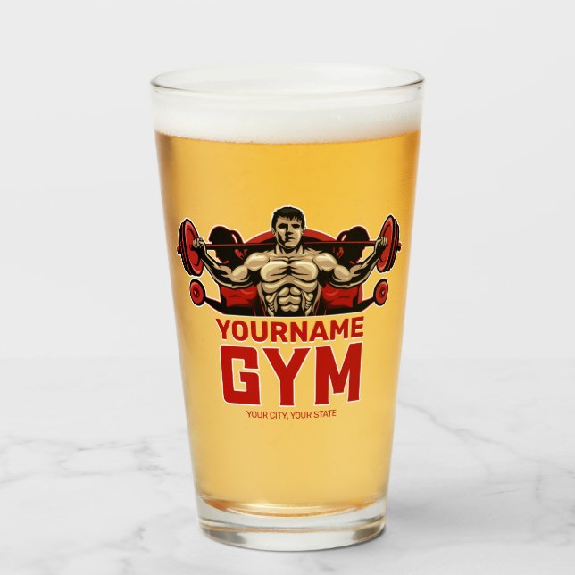 Personalised NAME Fitness Home GYM Weight Lifting  Glass (Front Filled)