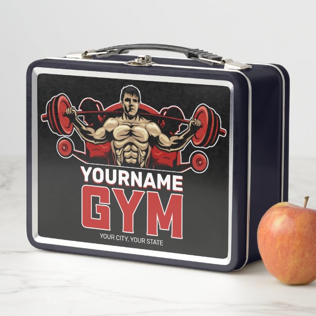 Personalised NAME Fitness Home GYM Weight Lifting  Metal Lunch Box (In Situ)