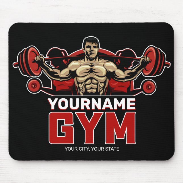 Personalised NAME Fitness Home GYM Weight Lifting  Mouse Mat (Front)