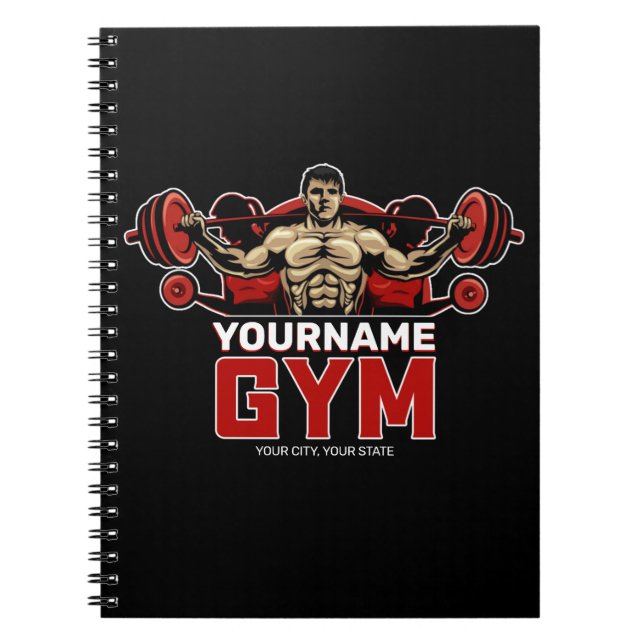 Personalised NAME Fitness Home GYM Weight Lifting  Notebook (Front)