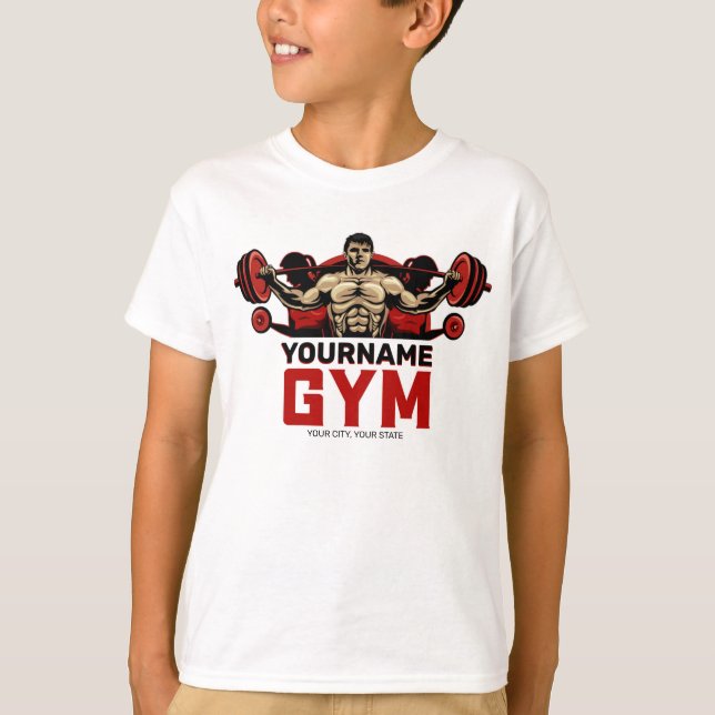 Personalised NAME Fitness Home GYM Weight Lifting  T-Shirt (Front)