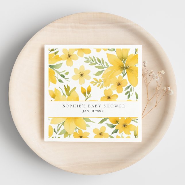 Personalised Name Floral Baby Shower  Napkin (Creator Uploaded)