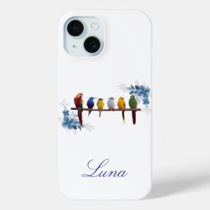 Personalised name floral birds  iPhone 15 case