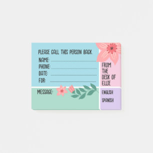 Personalised Name Floral Flowers Phone Office Post-it Notes