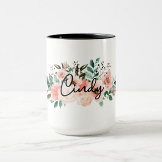 Personalised Name floral Mug for Girls,girlfriends