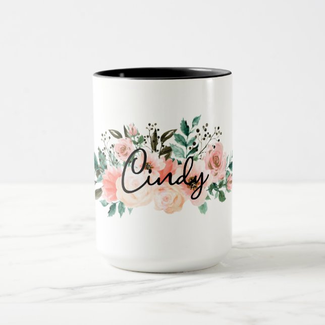 Personalised Name floral Mug for Girls,girlfriends (Center)
