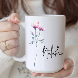 Personalised Name Floral Mug Gift for Mum or Kids
