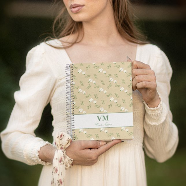 personalised name floral pattern monogram elegant notebook (Creator Uploaded)
