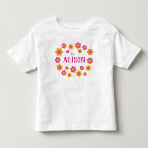 Personalised name floral spring girl pink yellow toddler T-Shirt