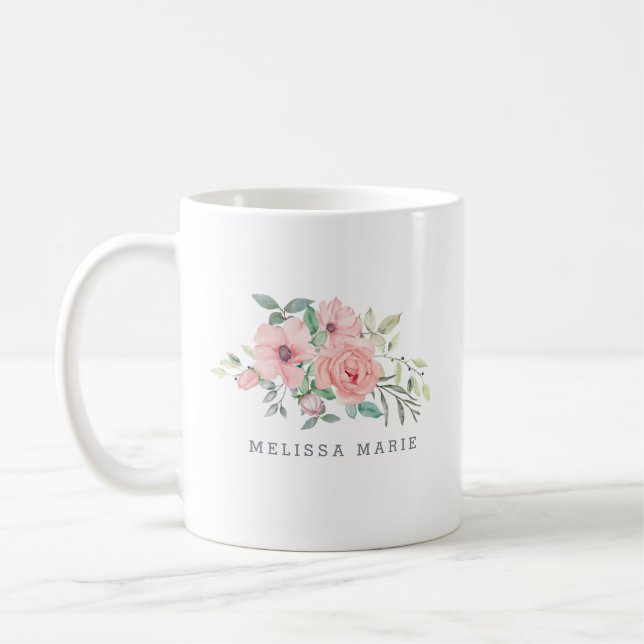 Personalised Name Floral Watercolor Mug (Left)