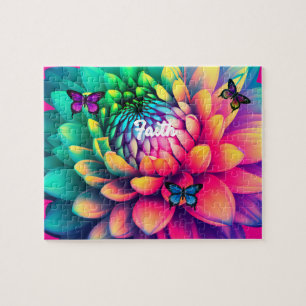 Personalised name Flower Jigsaw Puzzle