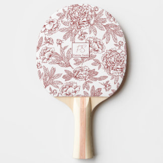 Personalised name Flower pattern Ping Pong Paddle