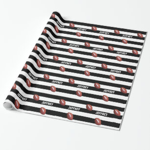 Personalised Name Football Black and White Wrapping Paper