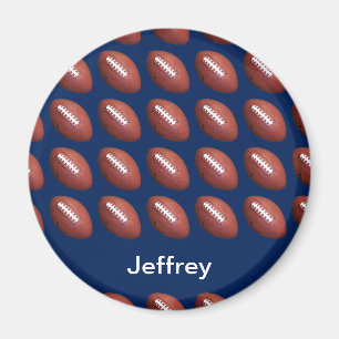 Personalised Name, Football Blue background Magnet