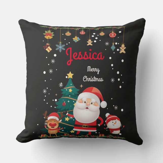 Personalised Name For Your Child, Santa Christmas  Cushion (Front)