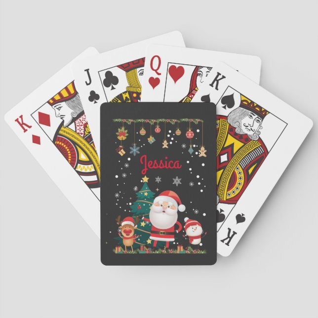 Personalised Name For Your Child, Santa Christmas  Playing Cards (Back)