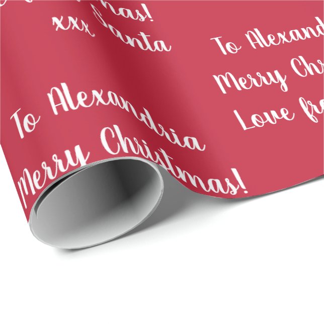 Personalised Name From Santa Christmas Red Wrapping Paper (Roll Corner)