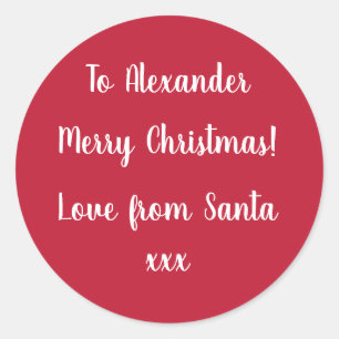 Personalised Name From Santa Red Xmas Gift Label