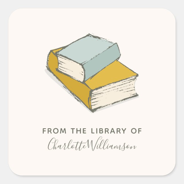 Personalised Name From The Library of Bookplate Square Sticker (Front)