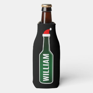Personalised name fun Christmas beer bottle cooler