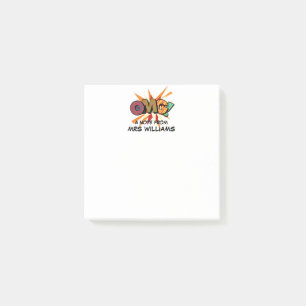 Personalised Name Fun Comic Book OMG Post-it Notes