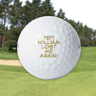 Personalised Name Fun Gold Lost Message Golf Balls
