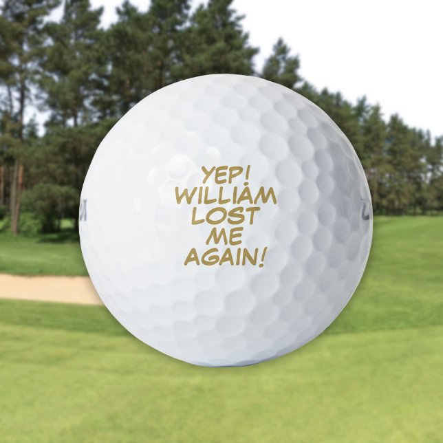 Personalised Name Fun Gold Lost Message Golf Balls (Personalized Name Fun Gold Lost Message Golf Balls)
