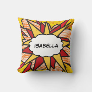 Personalised Name Fun Modern Cool Comic Book Cushion
