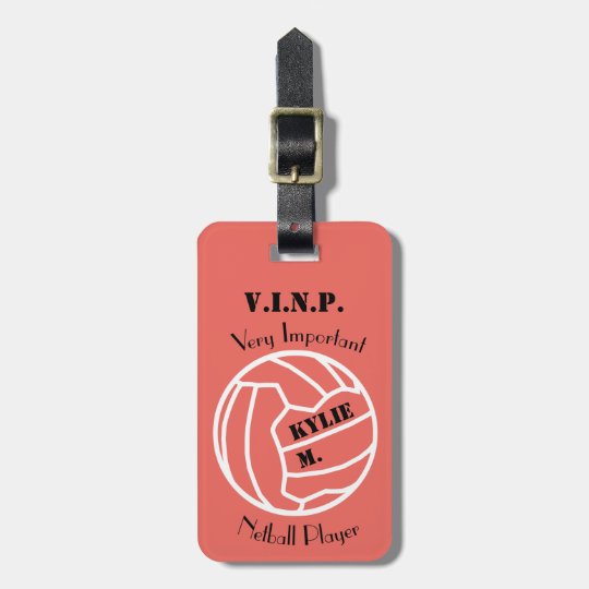 Personalised Name Fun Netball Themed Ball design Luggage Tag