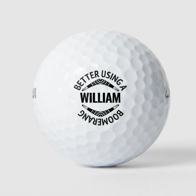 Personalised Name Funny Boomerang Message Golf Balls (Front)