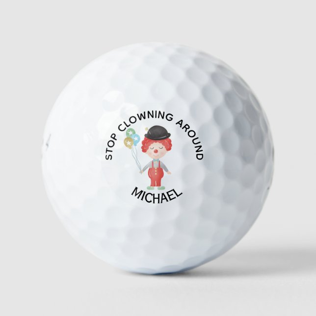 Personalised Name Funny Clown Message Golf Balls (Front)