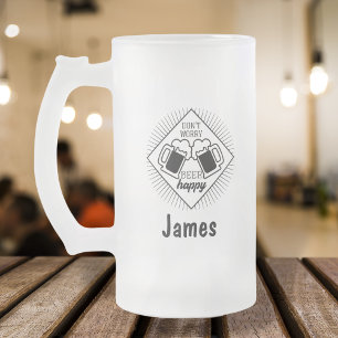 Personalised Name Funny Dad Frosted Glass Beer Mug