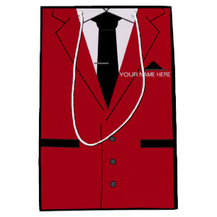 Personalised Name Funny Gift Bag Red Suit and Tie