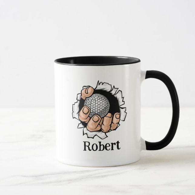 Personalised name Funny golf ball Mug (Right)
