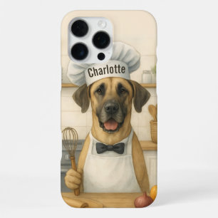 Personalised Name Funny Great Dane Dog Chef iPhone 16 Pro Max Case