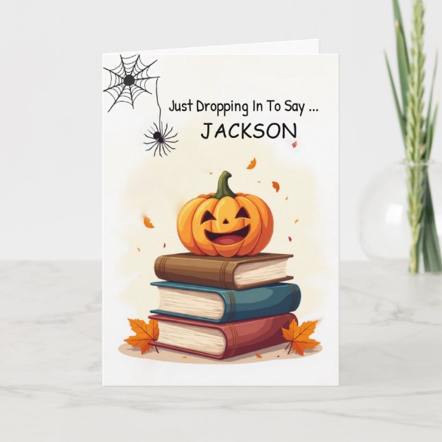Personalised Name Funny Halloween Cute Spider Card (Front)