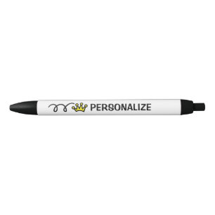 Personalised name funny princess crown logo pen