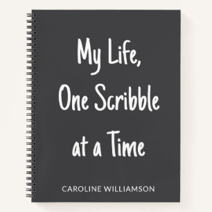 Personalised Name Funny Scribble Sketchbook Black Notebook