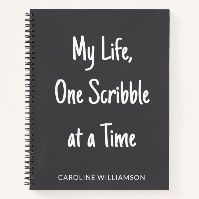 Personalised Name Funny Scribble Sketchbook Black Notebook (Front)