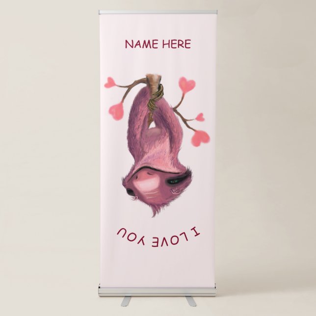 Personalised Name Funny Sloth Banner - I Love You (Front)