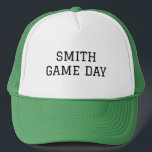 Personalised Name Game Day Green Trucker Hat<br><div class="desc">Game Day Green Trucker Hat.  Personalised.</div>