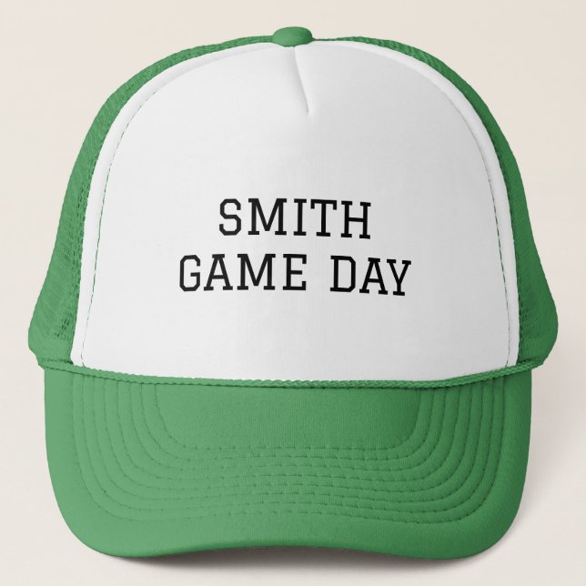 Personalised Name Game Day Green Trucker Hat (Front)