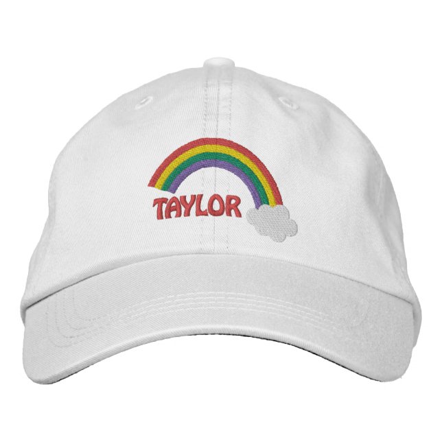 Personalised Name Gay Pride Rainbow Embroidered Hat (Front)