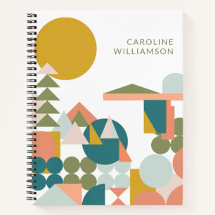 Personalised Name Geometric Shapes Modern Retro Notebook