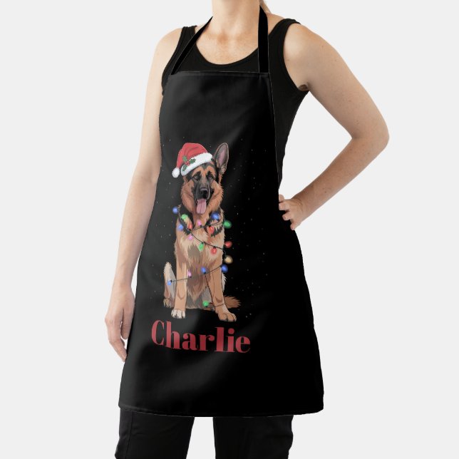 Personalised Name German Shepherd Christmas Dog Apron (Insitu)
